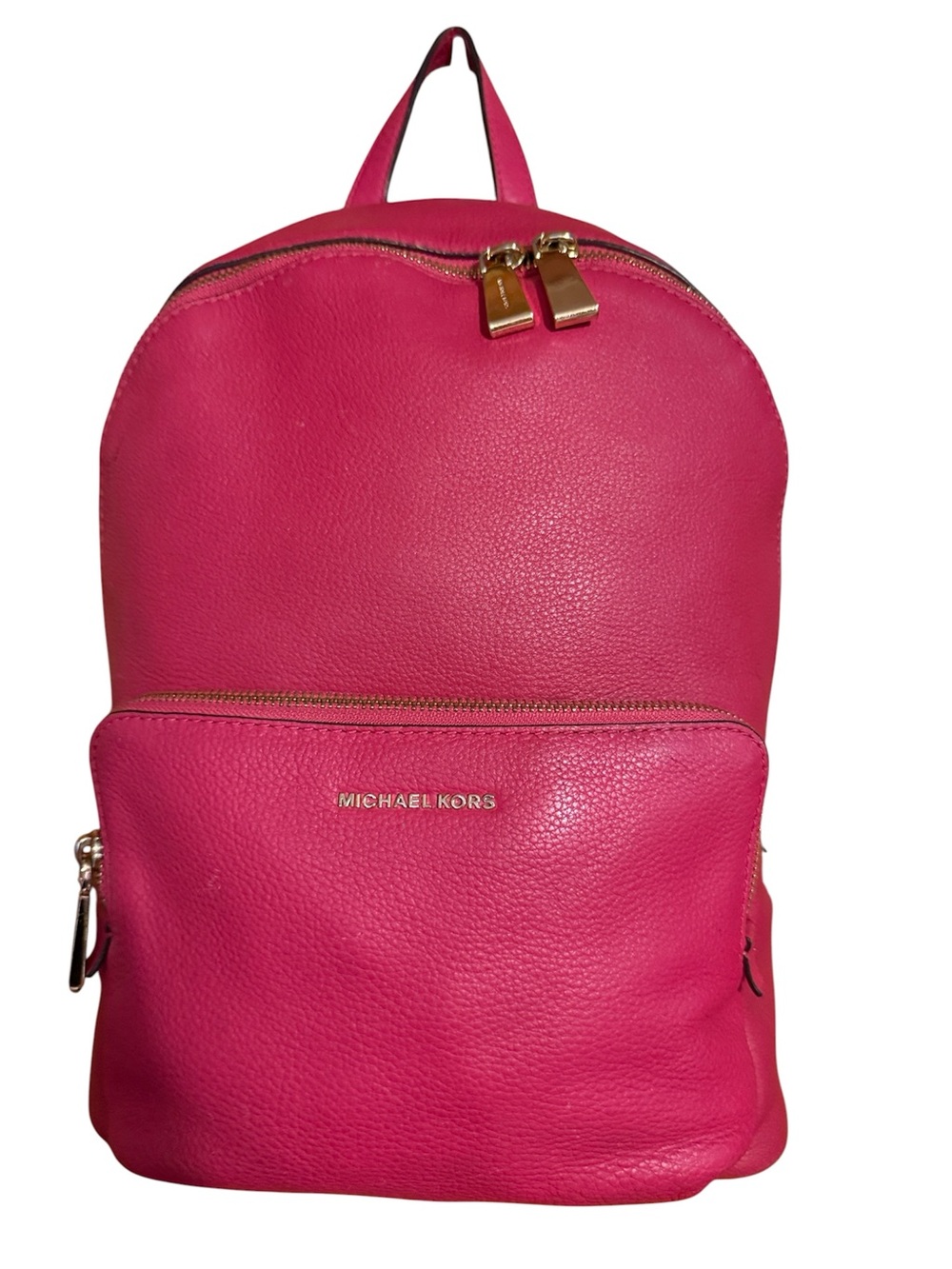 •MICHAEL KORS •ULTRA PINK PEBBLED LEATHER GOLD HARDWARE LARGE PADDED BACKPACK